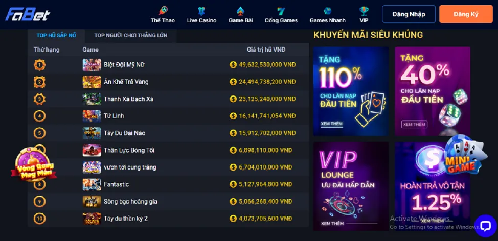 Giao diện chọn game khin789